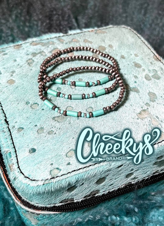 Turquoise Bar Stones Navajo Stretch 3PC Bracelets - CountryFide Custom Accessories and Outdoors