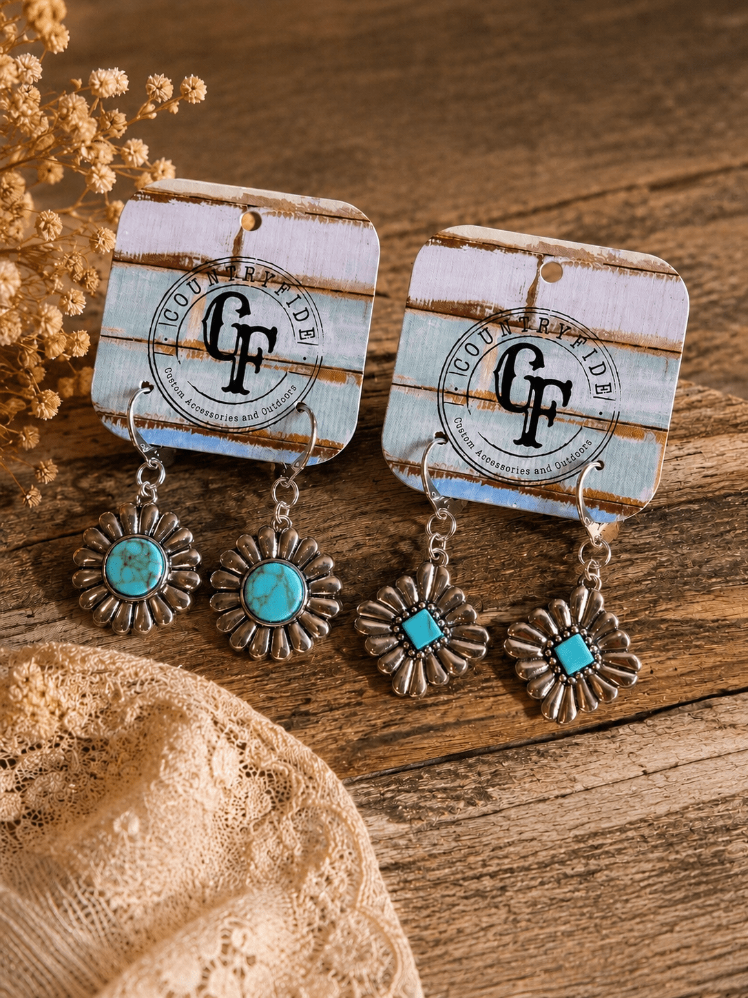 Turquoise Bloom Western Earrings - CountryFide Custom Accessories and Outdoors