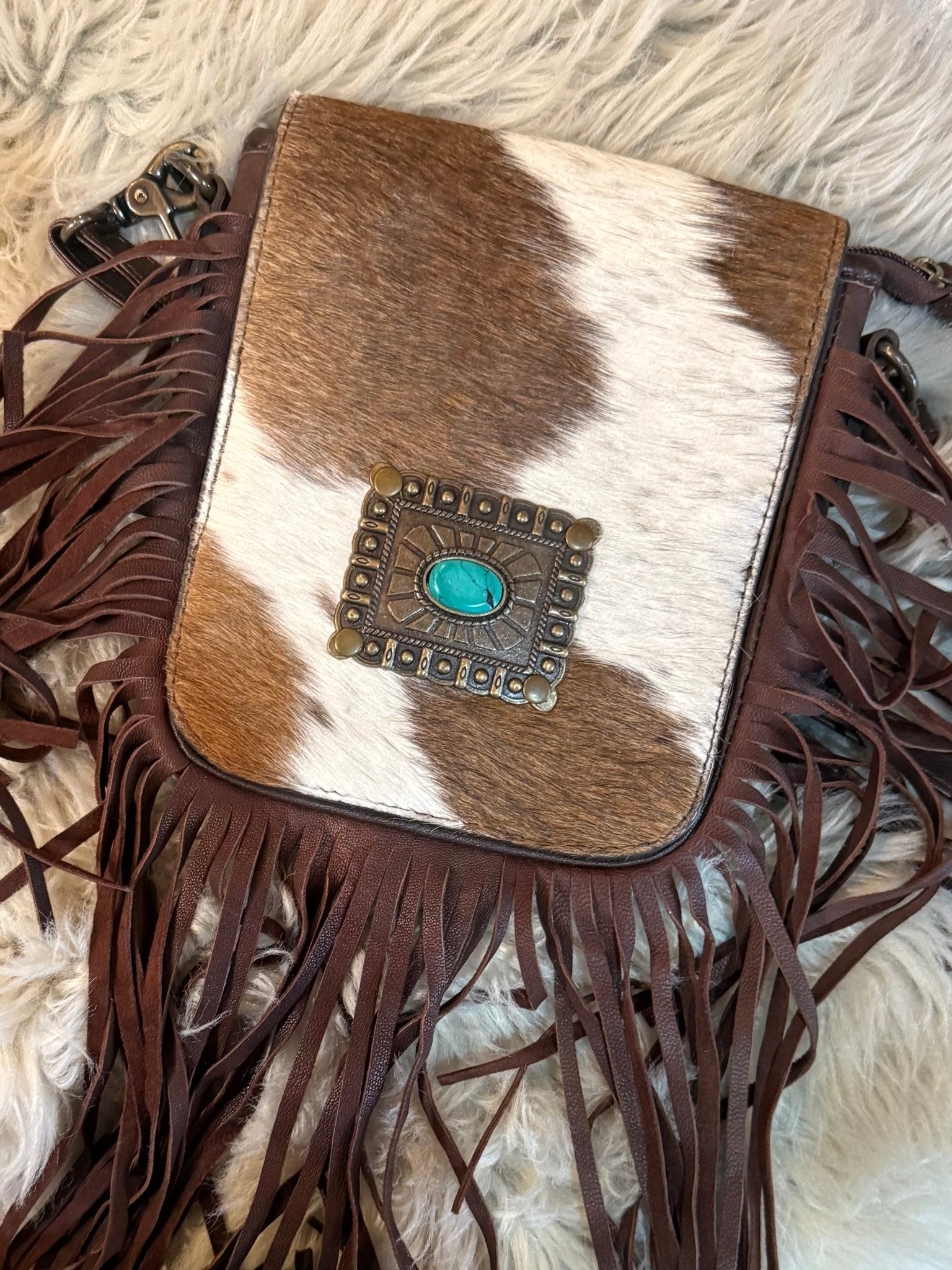 Turquoise Stone Body Fringe Purse - CountryFide Custom Accessories and Outdoors