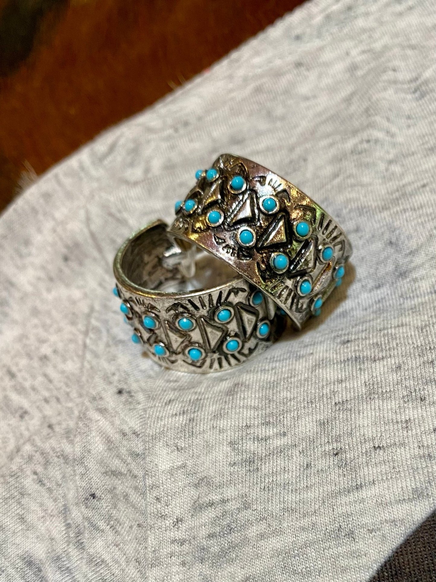 Turquoise Stone Cuff Hoops - CountryFide Custom Accessories and Outdoors