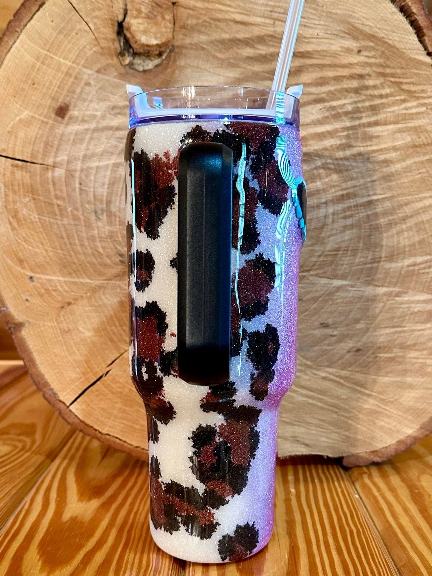 TURQUOISE STONE STEER AND COWHIDE 40 oz TUMBLER - CountryFide Custom Accessories and Outdoors