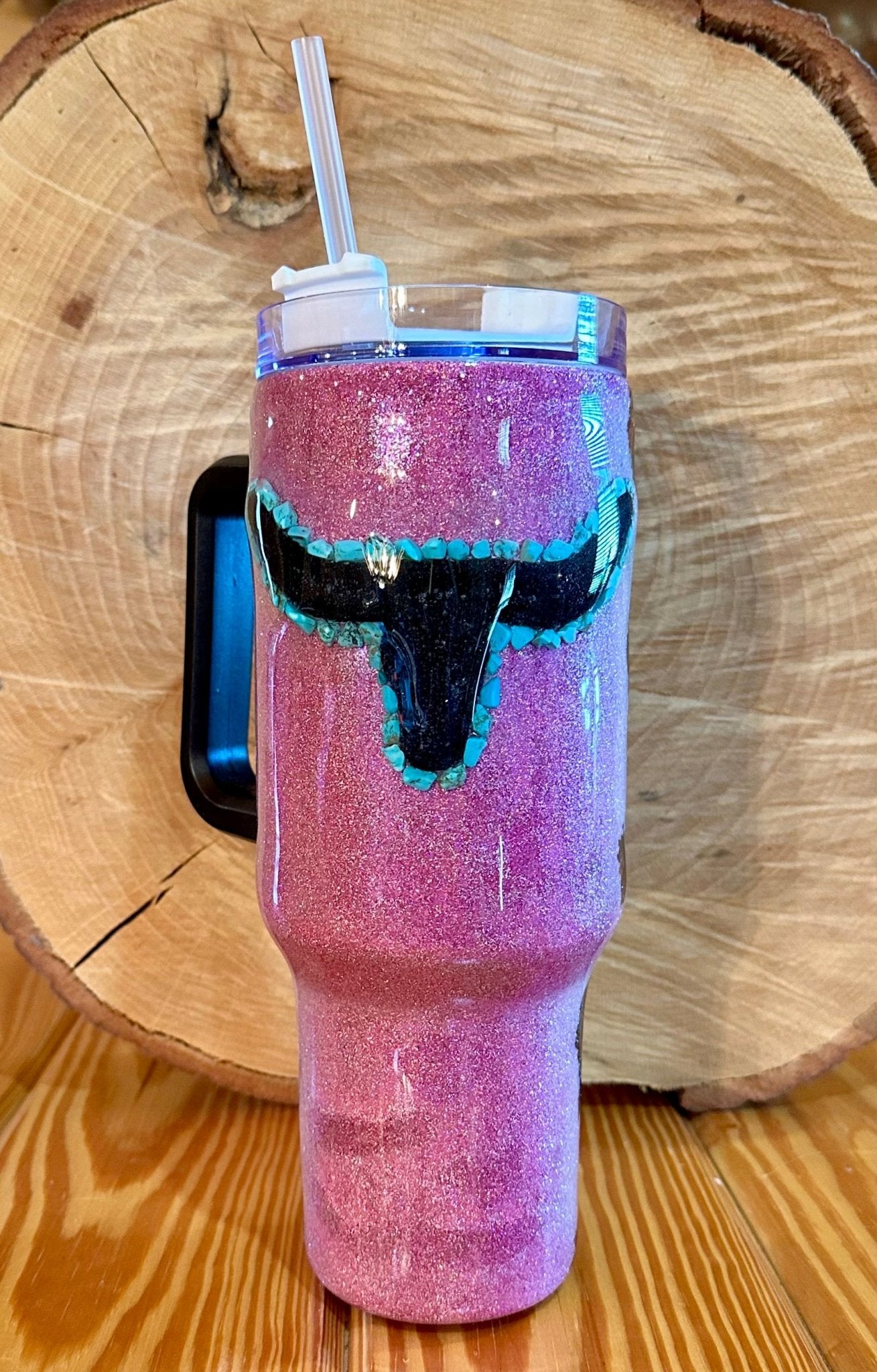 TURQUOISE STONE STEER AND COWHIDE 40 oz TUMBLER - CountryFide Custom Accessories and Outdoors