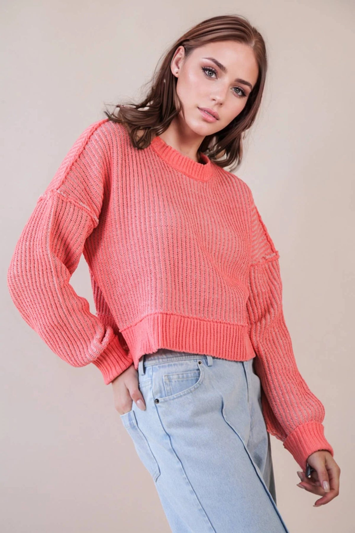 TWO TONE STRIPED CASUAL STRIPE SWEATER TOP - CountryFide Custom Accessories and Outdoors