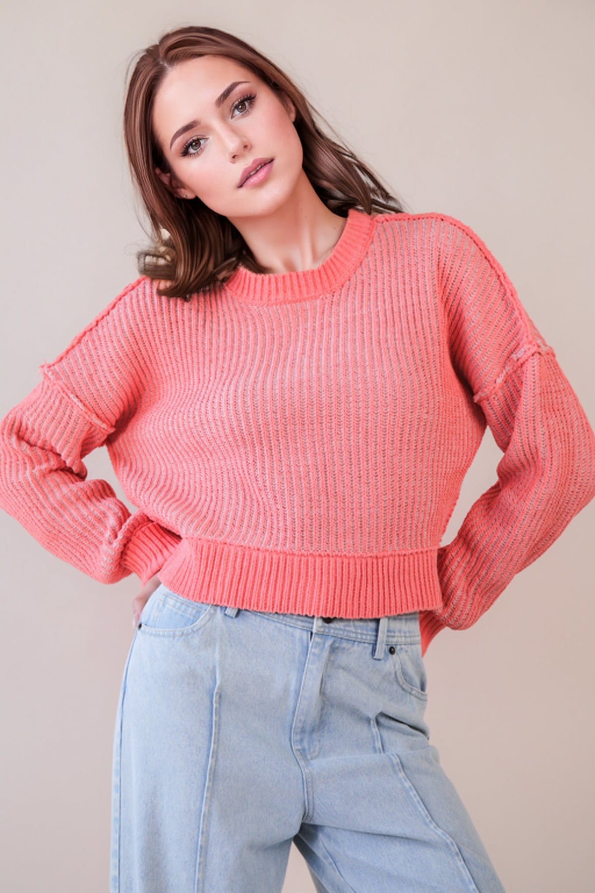 TWO TONE STRIPED CASUAL STRIPE SWEATER TOP - CountryFide Custom Accessories and Outdoors