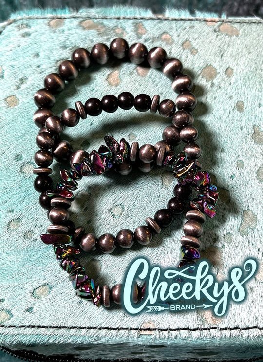 Volcano Rock Navajo Pearl 3pc Bracelets - CountryFide Custom Accessories and Outdoors