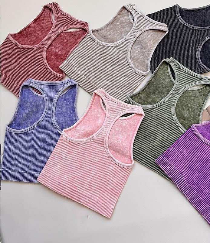 WASHED KNIT RIBBED CROPPED RACER TANK - **Preorder - CountryFide Custom Accessories and Outdoors
