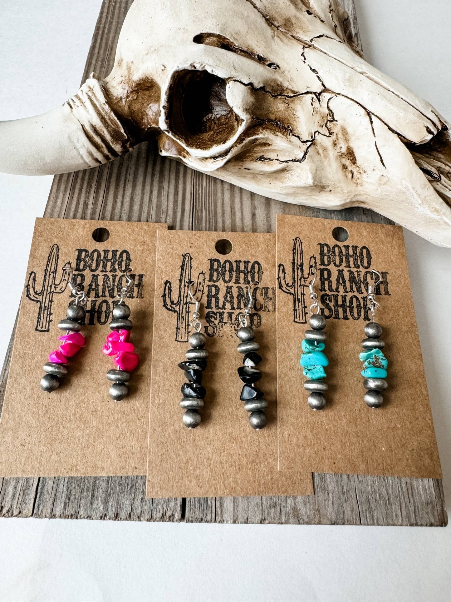 Western Chip Stone Dangle Earrings - CountryFide Custom Accessories and Outdoors