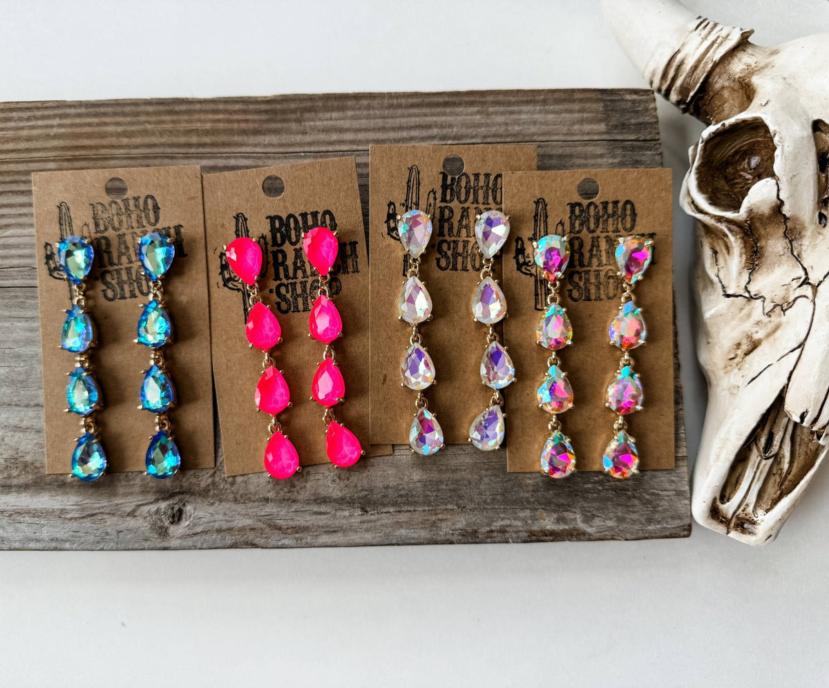 Western Teardrop Glass Stone Earrings - CountryFide Custom Accessories and Outdoors