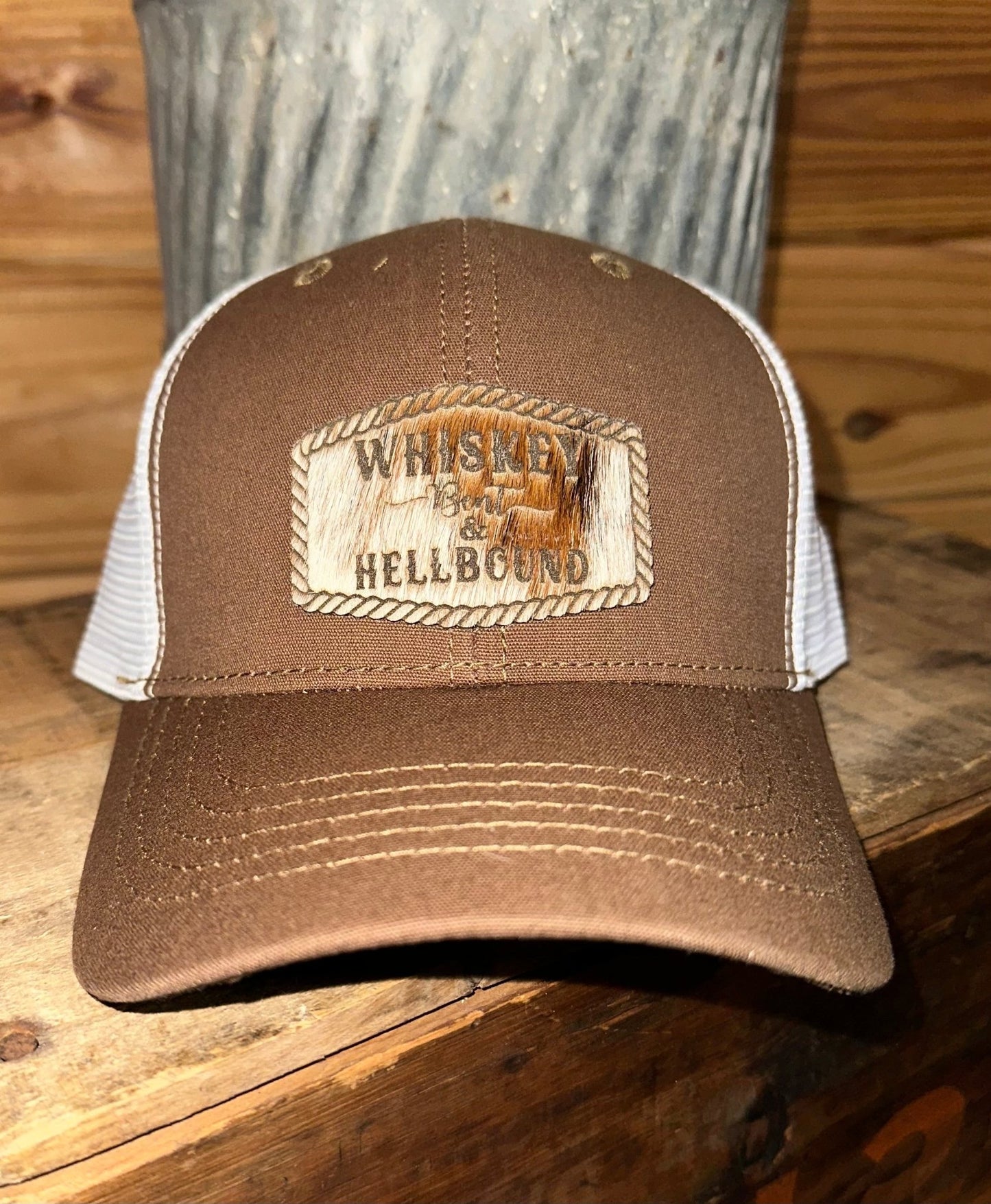 WHISKEY BENT COWHIDE PATCH CAP - CountryFide Custom Accessories and Outdoors