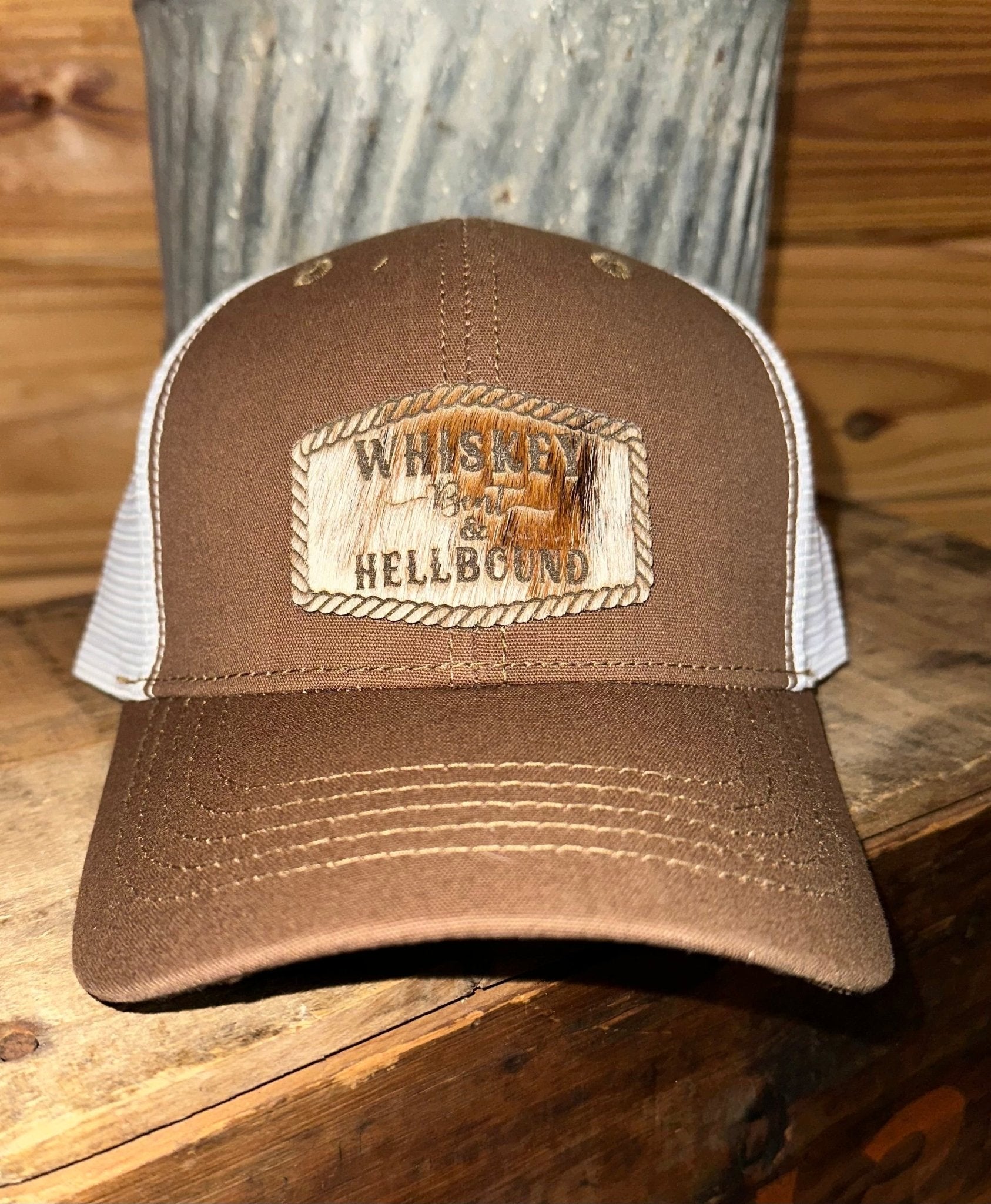 WHISKEY BENT COWHIDE PATCH CAP - CountryFide Custom Accessories and Outdoors