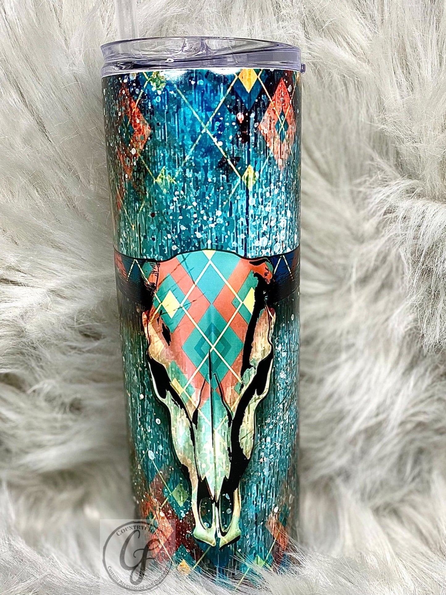 Aztec Hide Bull Skull Glow In Dark - CountryFide Custom Accessories and Outdoors