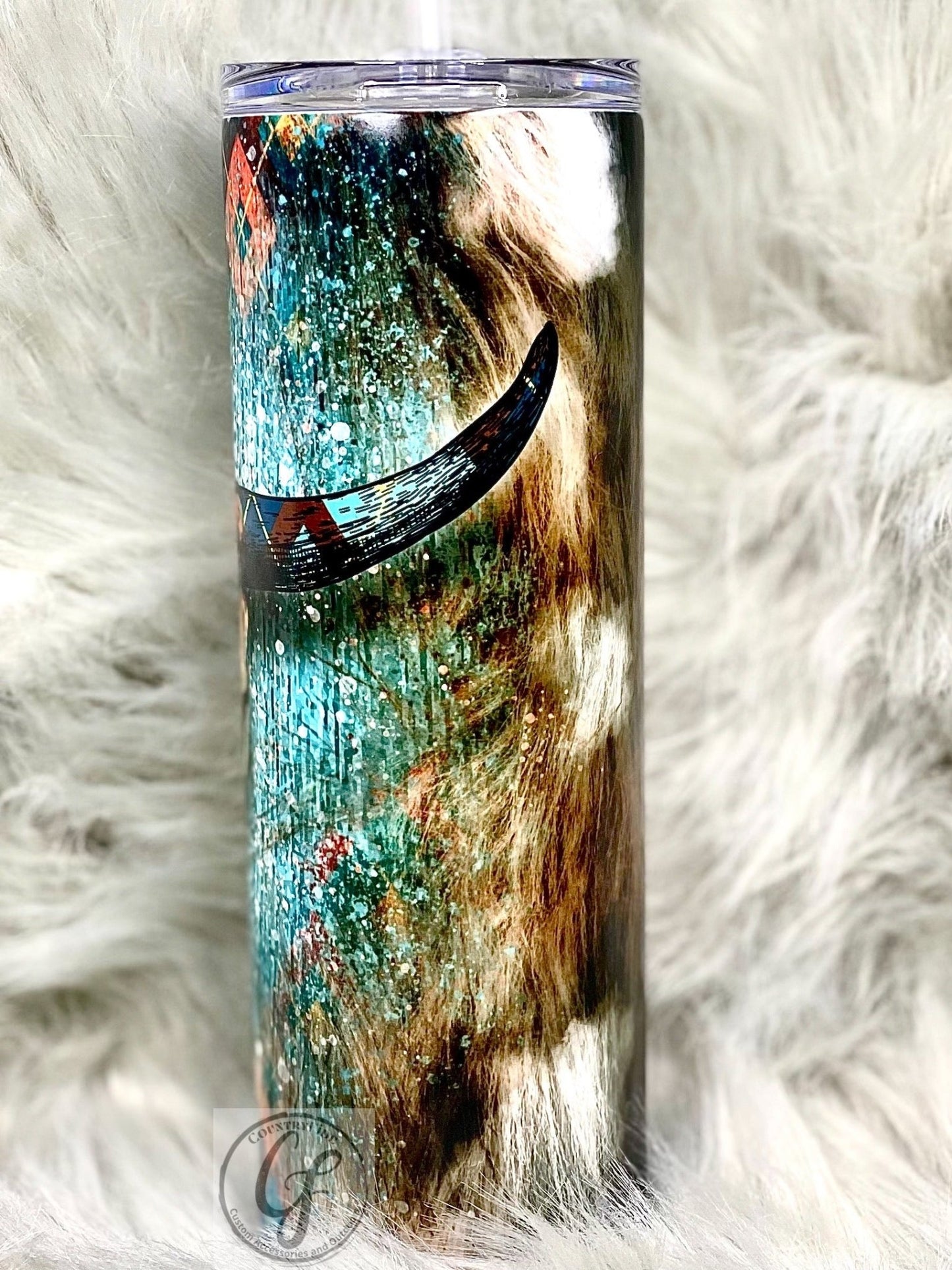 Aztec Hide Bull Skull Glow In Dark - CountryFide Custom Accessories and Outdoors