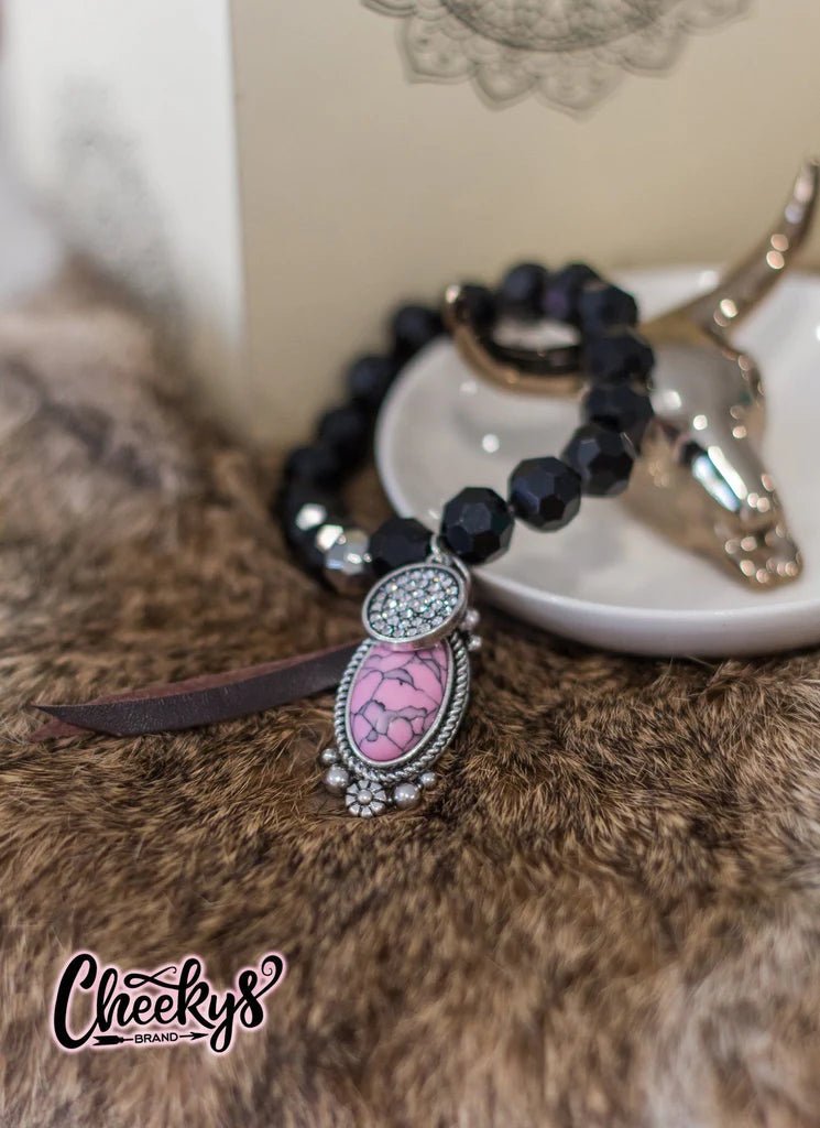 Black Beauty and Pink Stretch Bracelet - CountryFide Custom Accessories and Outdoors