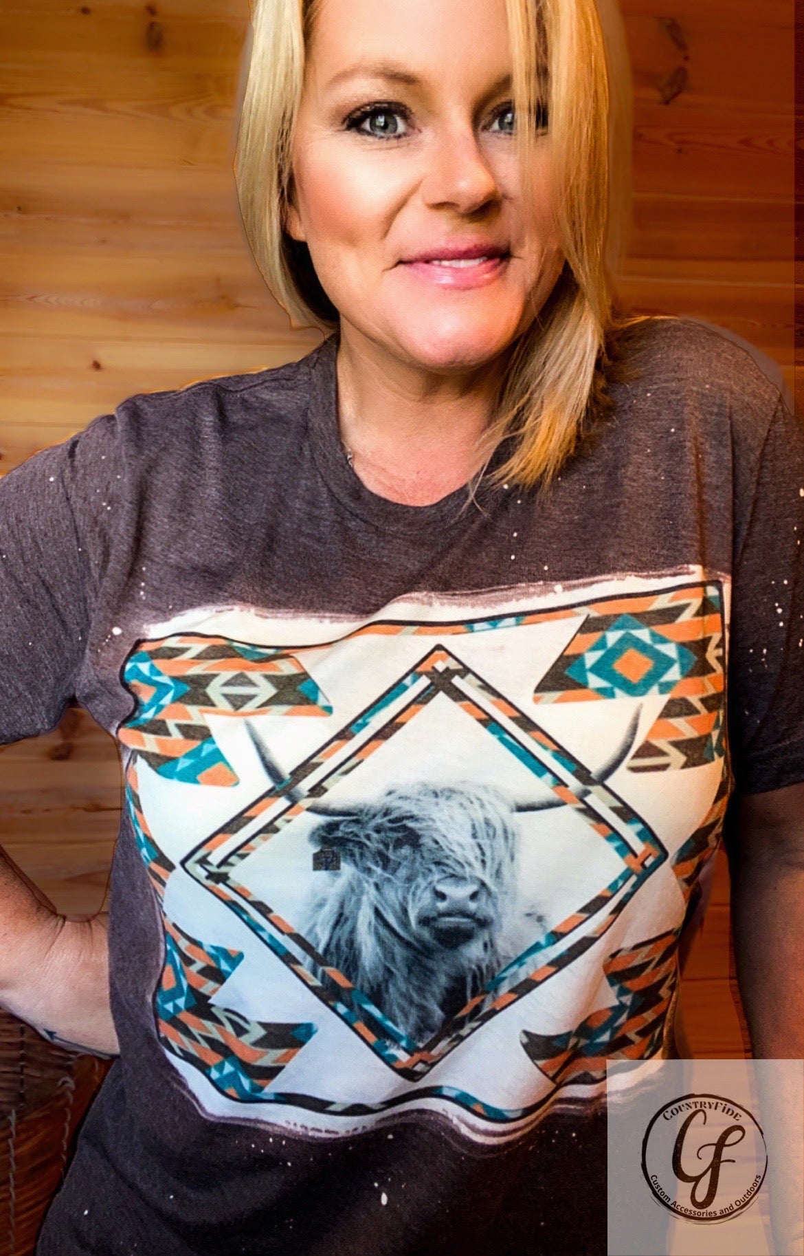 CF AZTEC HIGHLAND BLEACHED TEE - CountryFide Custom Accessories and Outdoors