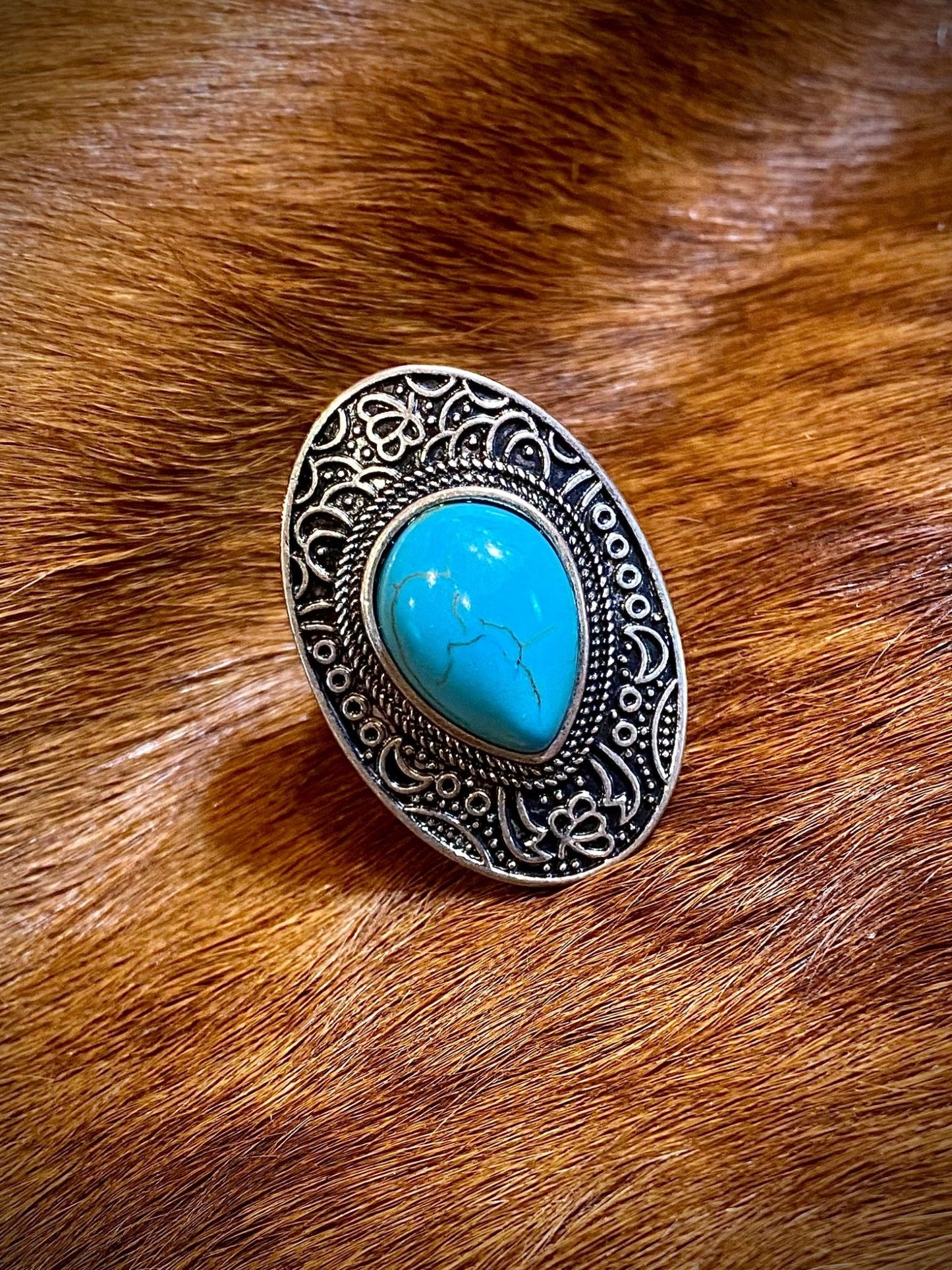 EMMA TURQUOISE WESTERN ADJUSTABLE RING - CountryFide Custom Accessories and Outdoors