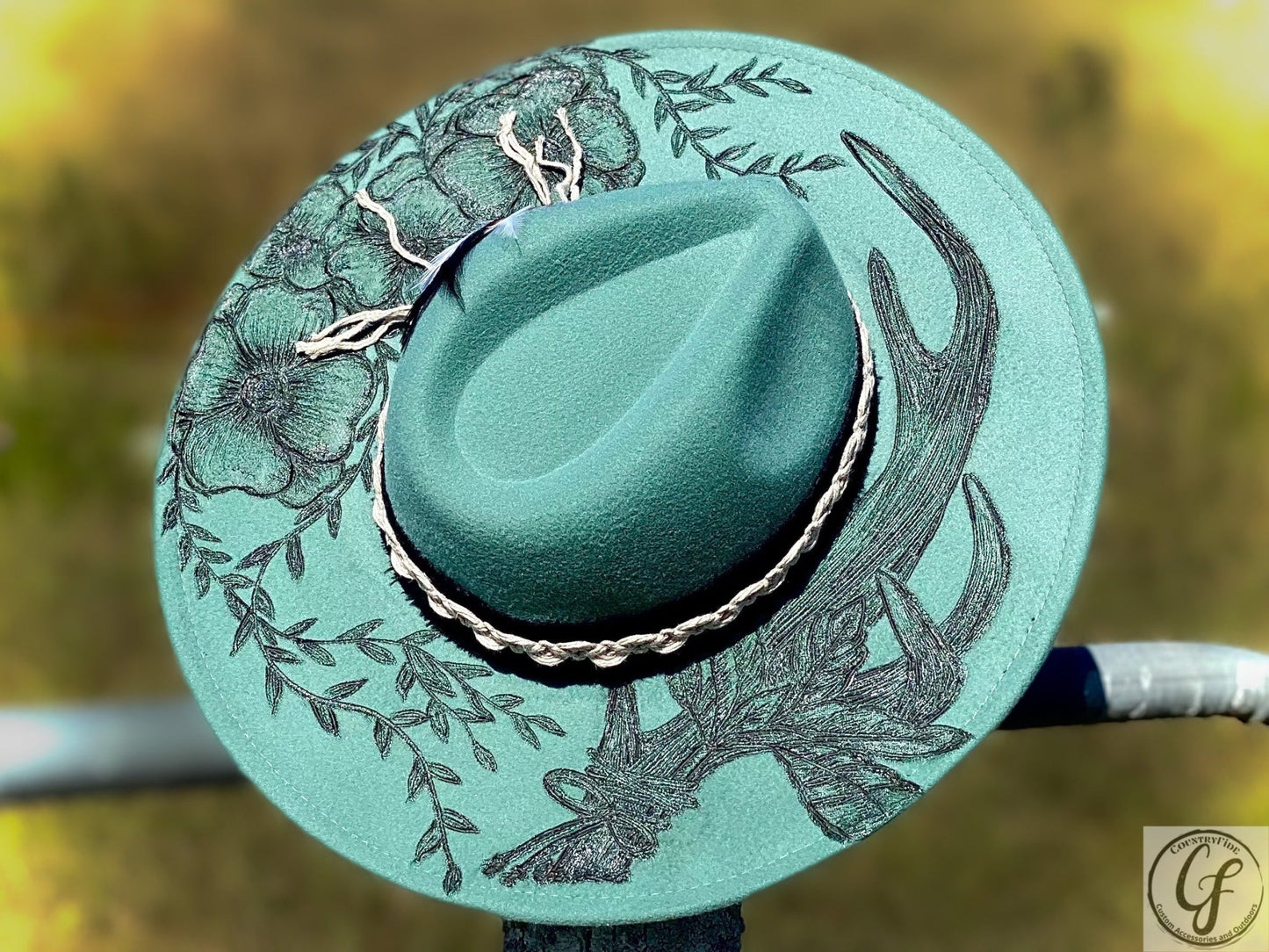 FLORAL ANTLER FEDORA - CountryFide Custom Accessories and Outdoors