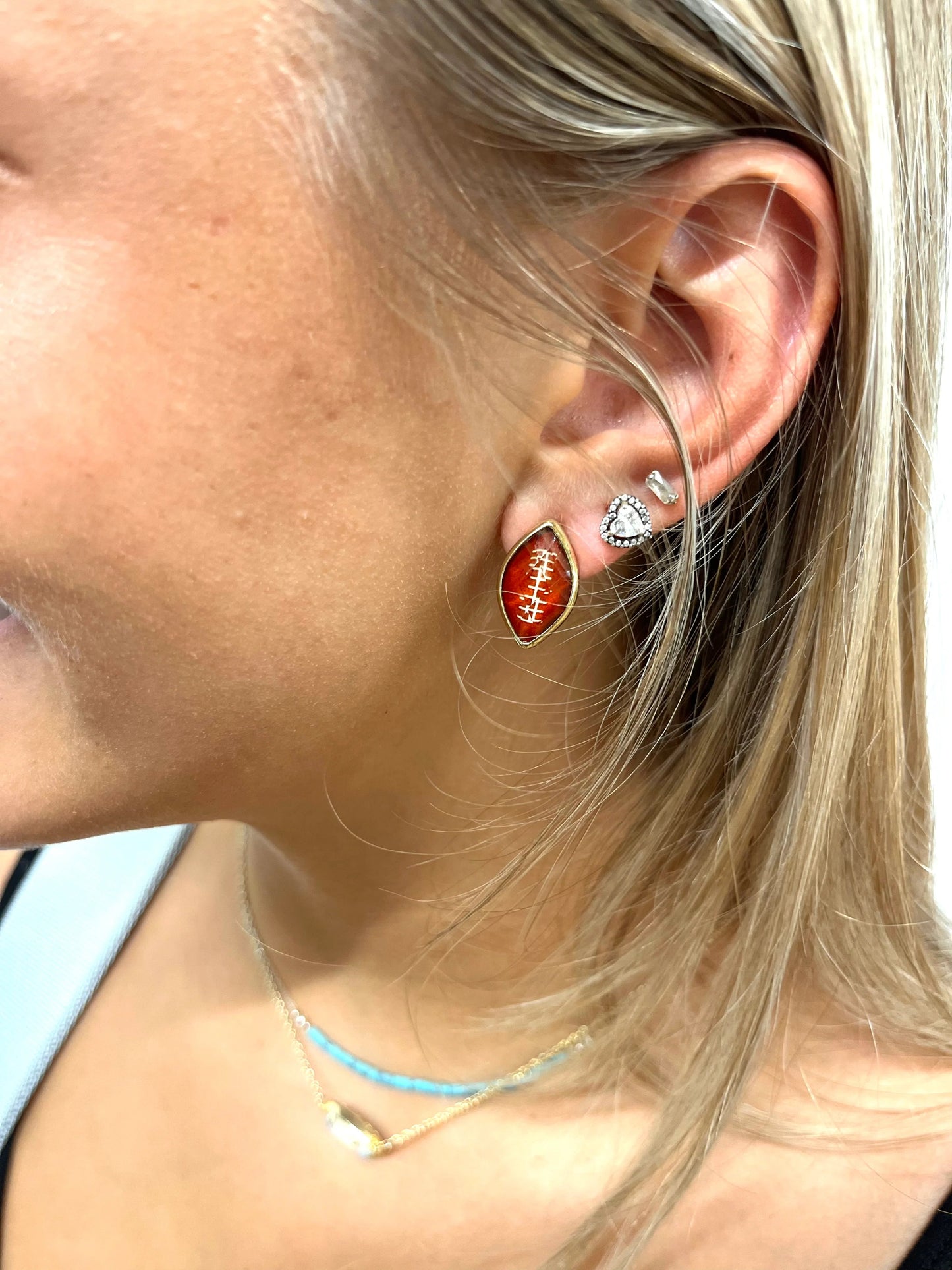 FOOTBALL STUD EARRINGS - CountryFide Custom Accessories and Outdoors