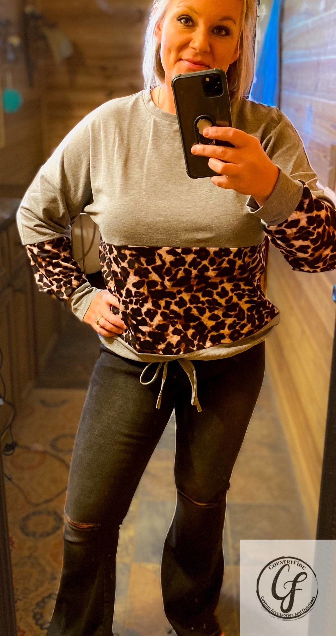 Grey/Leopard Long Sleeve - CountryFide Custom Accessories and Outdoors