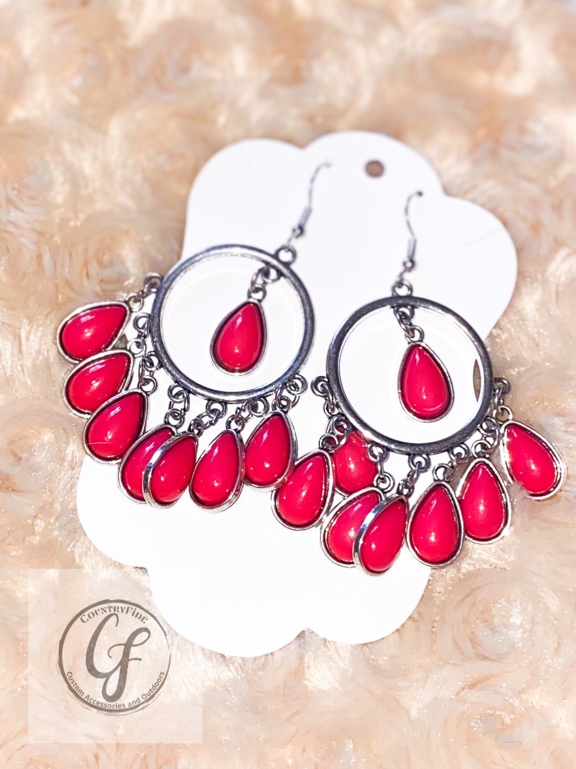 HOT PINK AND SILVER TEAR DROP EARRINGS - CountryFide Custom Accessories and Outdoors