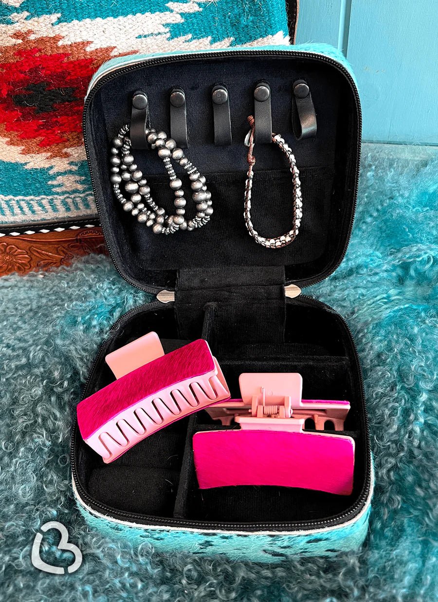 HOT PINK HAIR ON HIDE LEATHER HAIR CLIP - CountryFide Custom Accessories and Outdoors