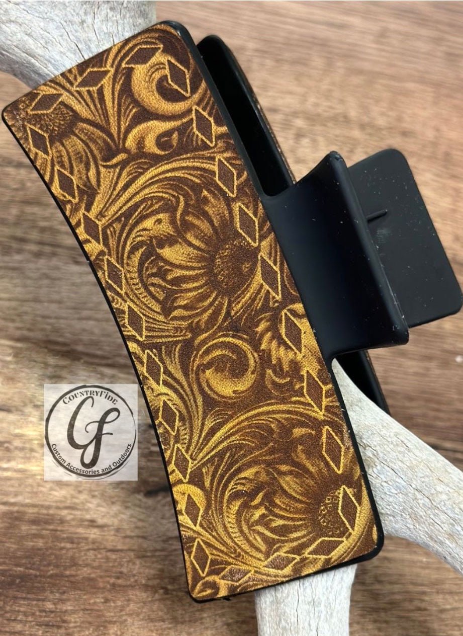 Leather Jumbo Claw Clip - CountryFide Custom Accessories and Outdoors
