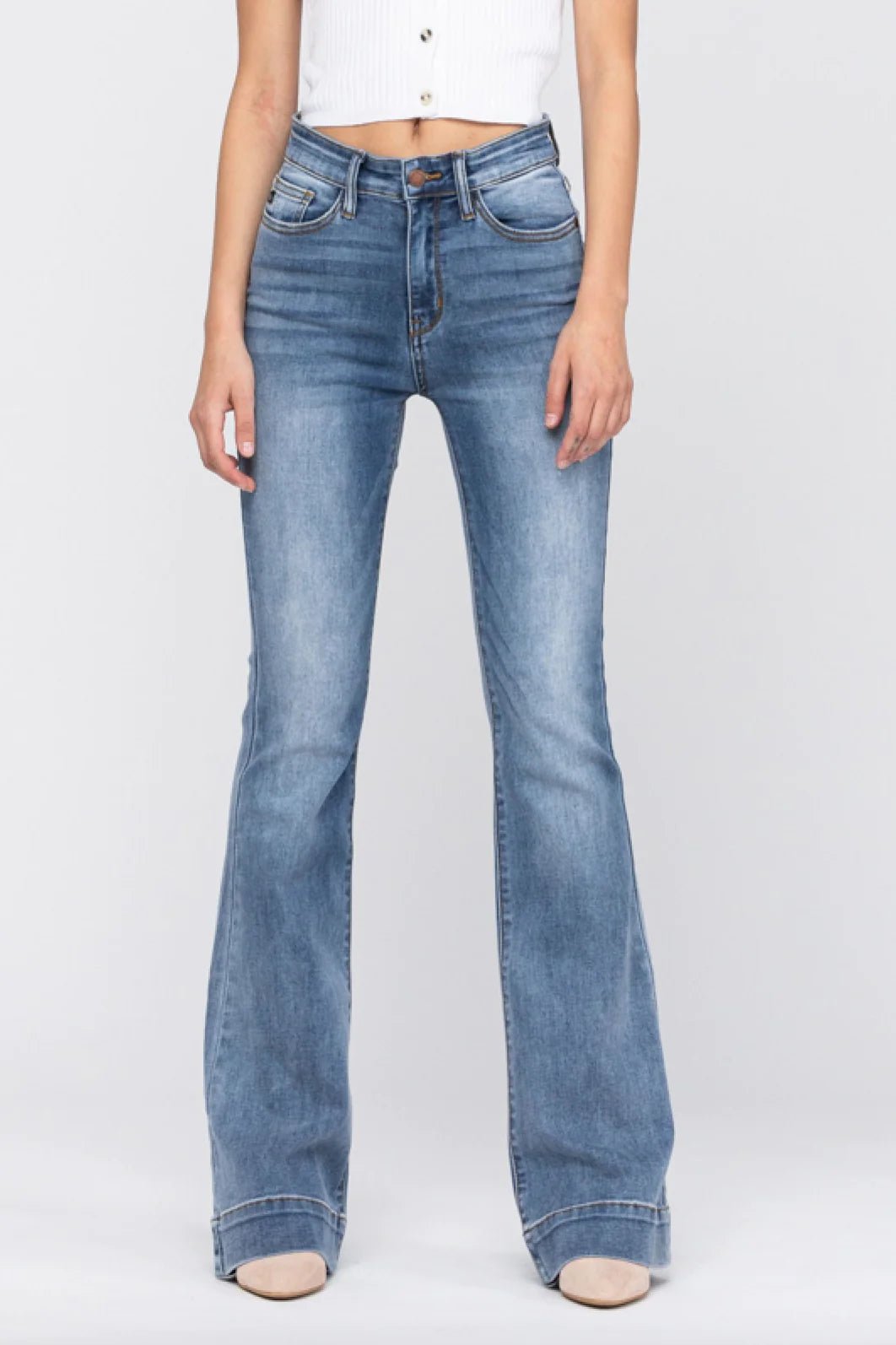 Medium Wash Mid Rise Trouser Flare Denim Judy Blue - CountryFide Custom Accessories and Outdoors