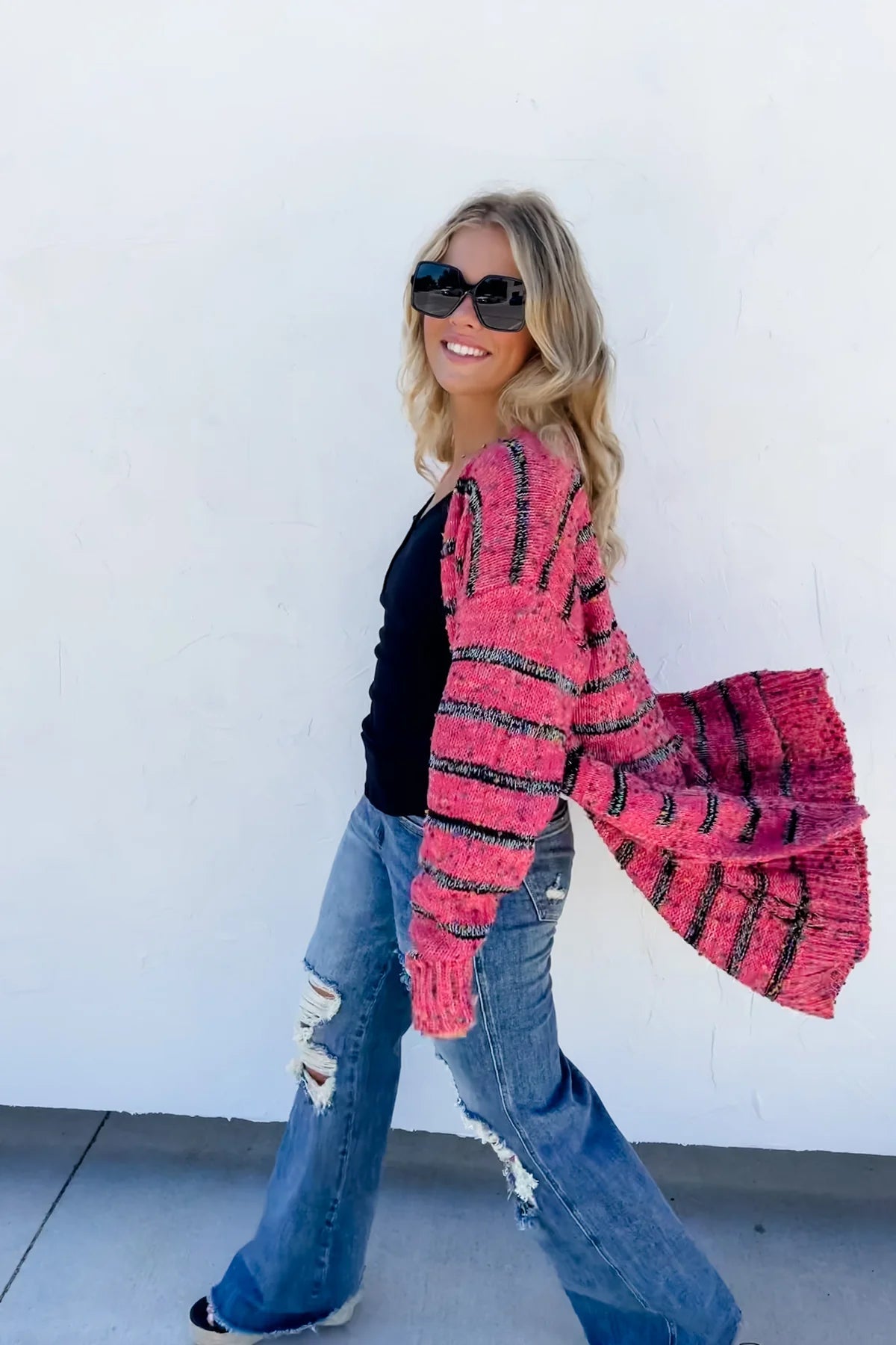 PINK STRIPE MILEY DOT CARDIGAN - CountryFide Custom Accessories and Outdoors