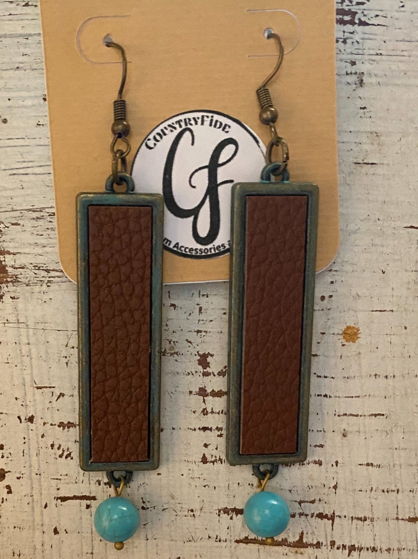 Rectangle Leather and Teal - CountryFide Custom Accessories and Outdoors