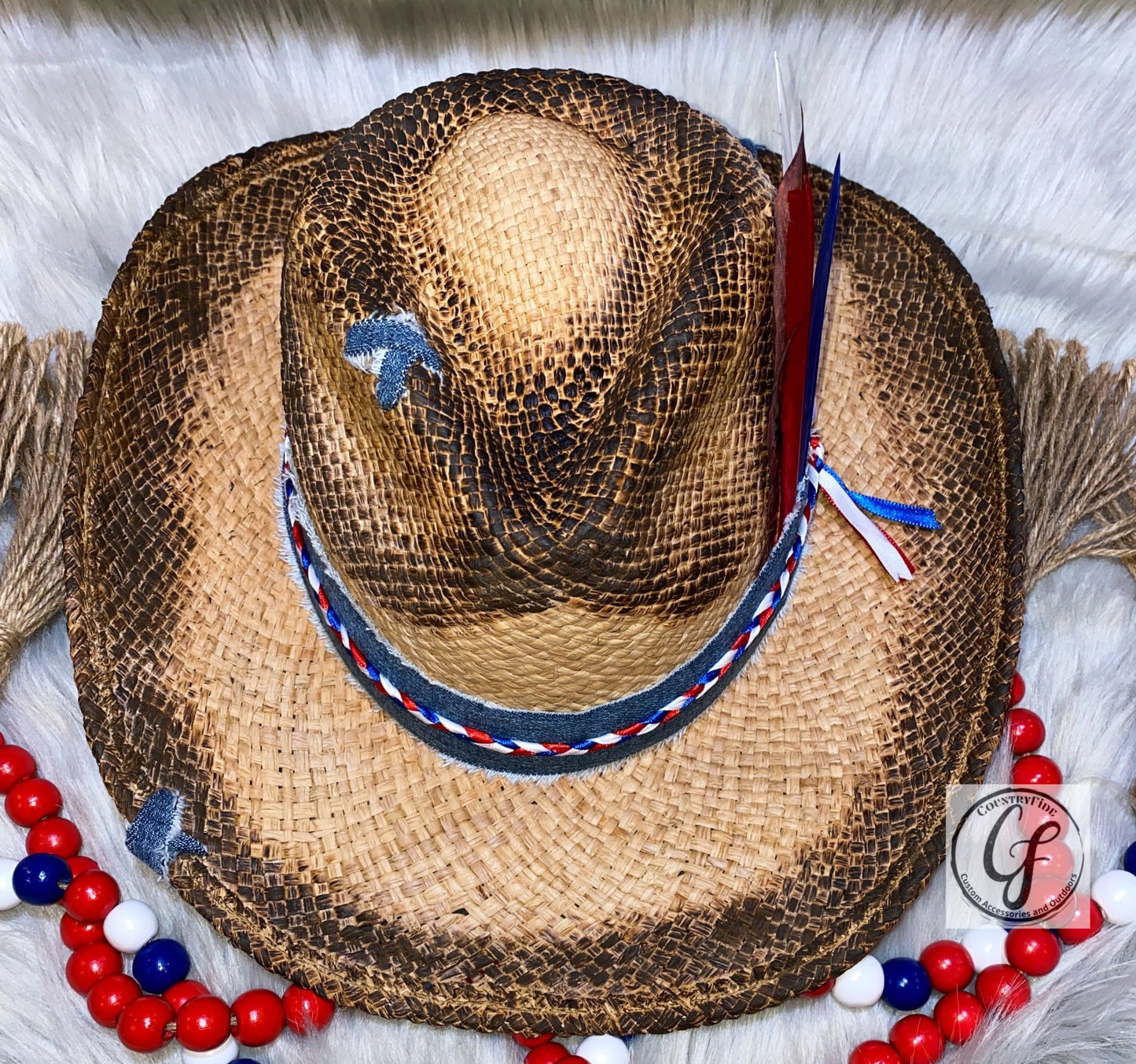 Red, White and Blue Summer Straw - CountryFide Custom Accessories and Outdoors