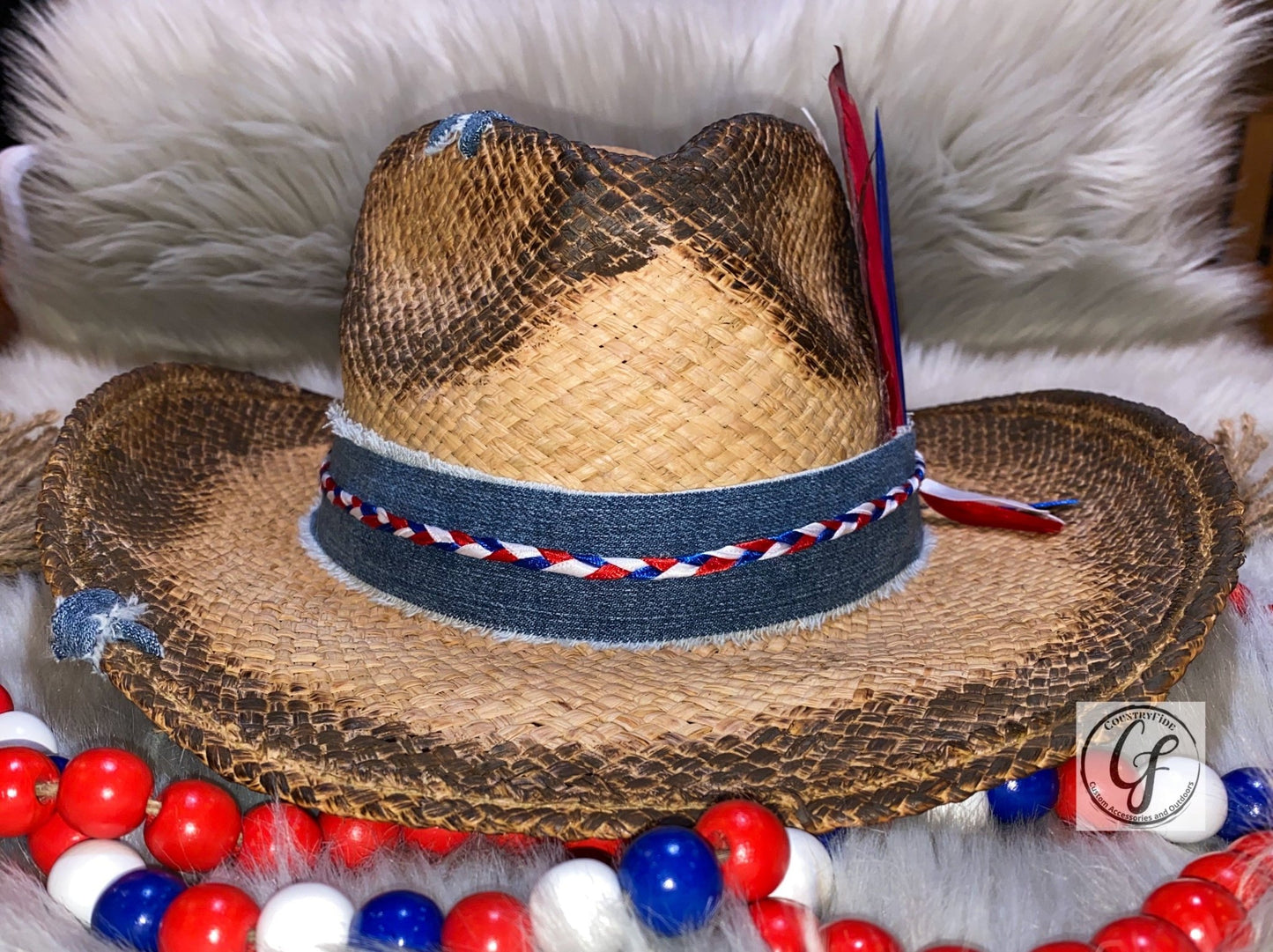 Red, White and Blue Summer Straw - CountryFide Custom Accessories and Outdoors