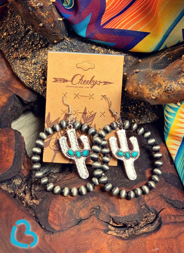 Rio Verde Navajo Pearl Cactus Earrings in Turquoise - CountryFide Custom Accessories and Outdoors