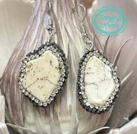 ROUND ROCK EARRINGS - WHITE - CountryFide Custom Accessories and Outdoors