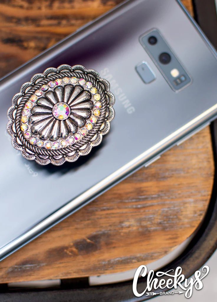 Saddle Your Dreams Silver Concho Phone Grip - CountryFide Custom Accessories and Outdoors