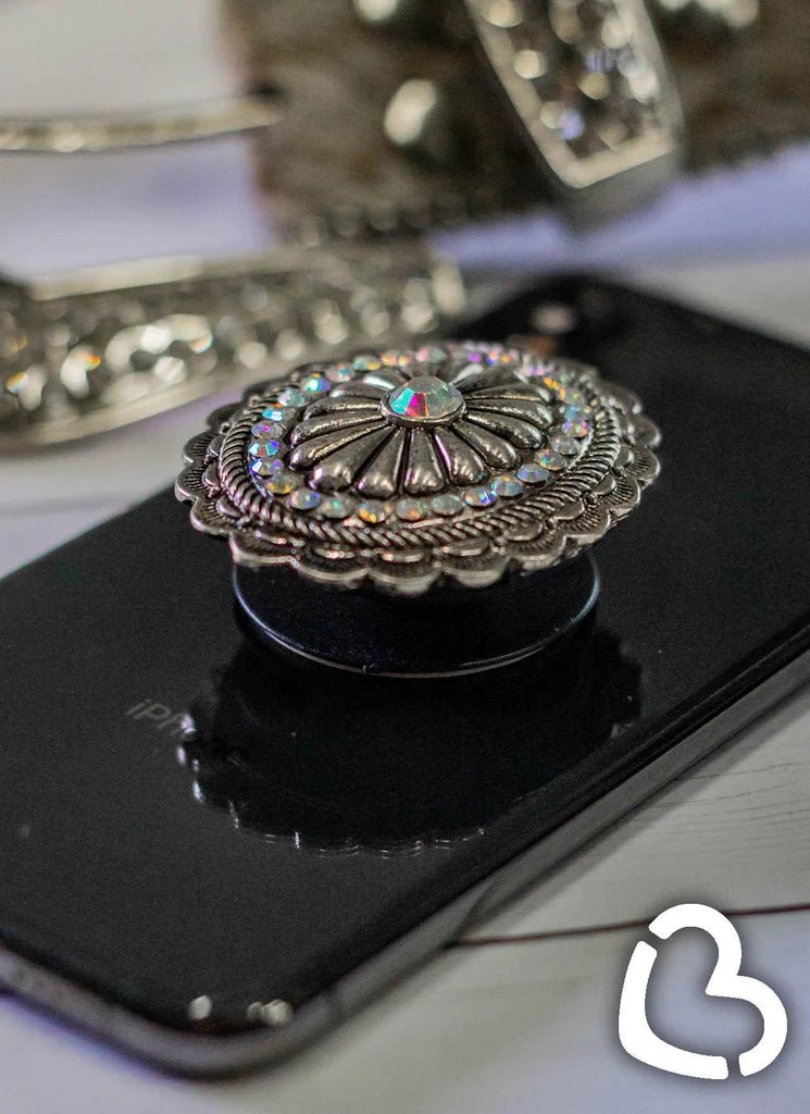 Saddle Your Dreams Silver Concho Phone Grip - CountryFide Custom Accessories and Outdoors