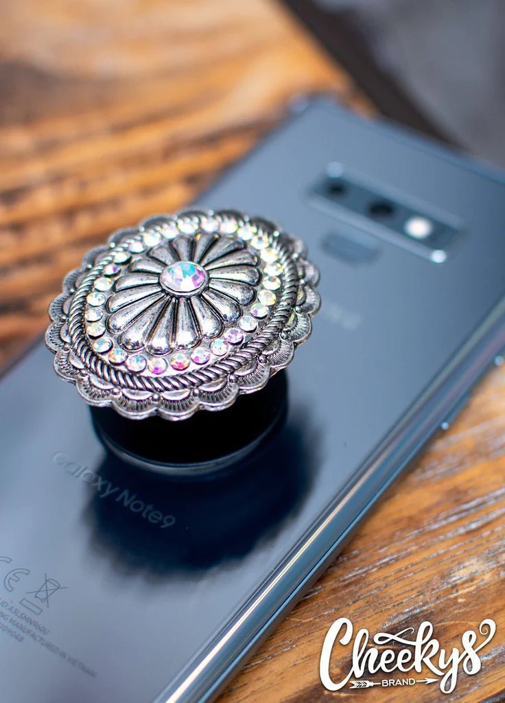 Saddle Your Dreams Silver Concho Phone Grip - CountryFide Custom Accessories and Outdoors