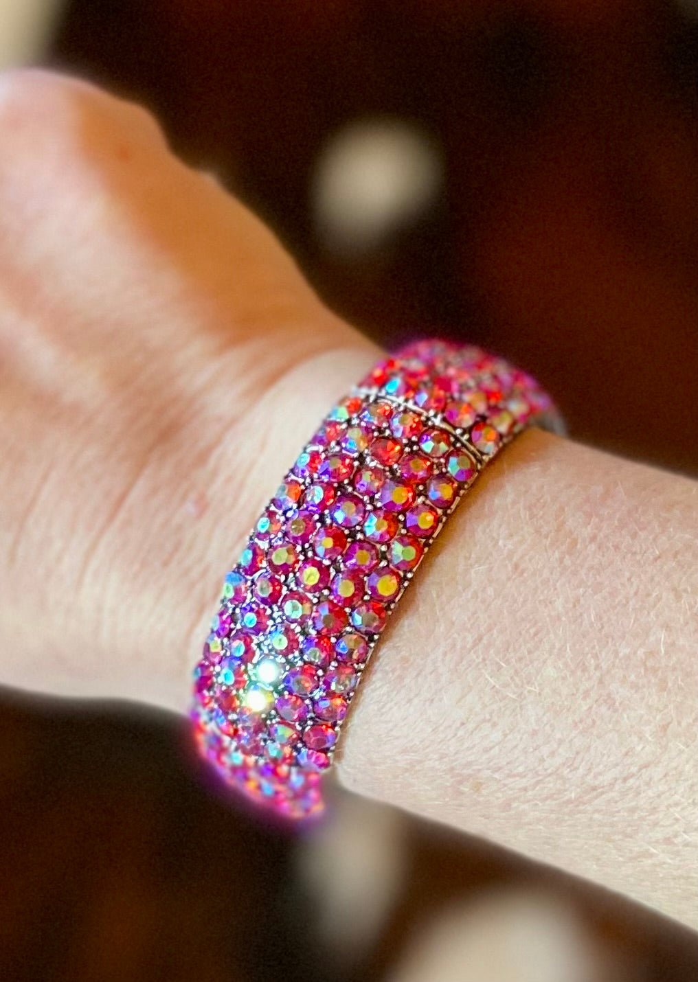SHINE BRIGHT AB AND PINK RHINESTONE BRACELET - CountryFide Custom Accessories and Outdoors