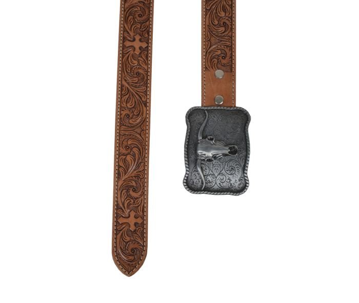 Structured Hand-Tooled Leather Belt - XL - CountryFide Custom Accessories and Outdoors