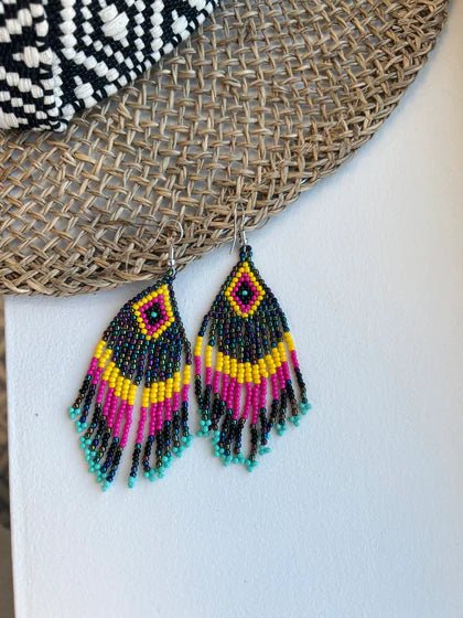 YELLOW DIAMOND SUMMER BEAD EARRINGS - CountryFide Custom Accessories and Outdoors