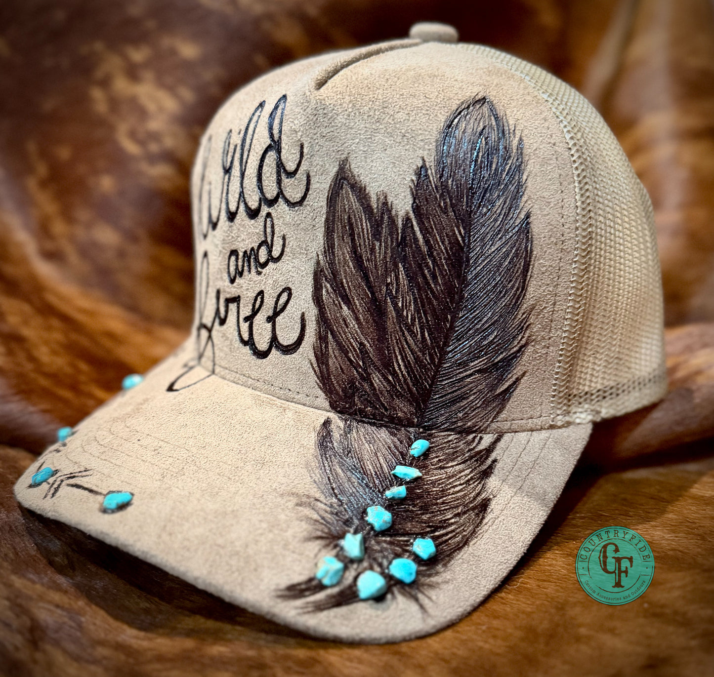 WILD AND FREE HAND-BURN SNAPBACK CAP