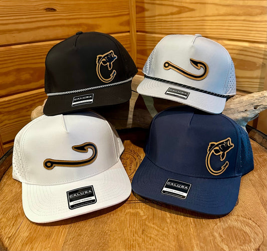(2) WATERPROOF CAP WITH LEATHER FISHING PATCH - CountryFide Custom Accessories and Outdoors