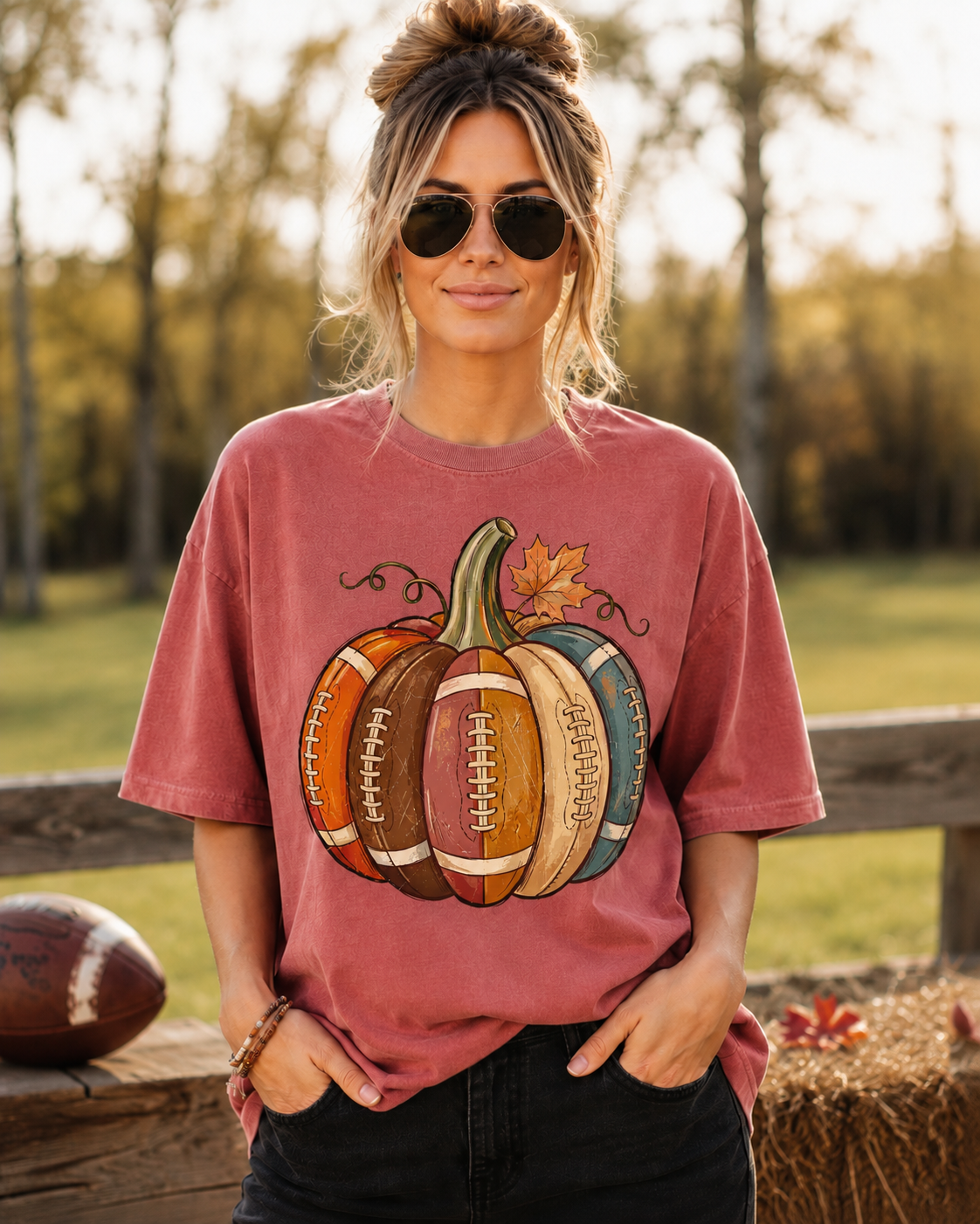 FALL PUMPKIN FOOTBALL TEE