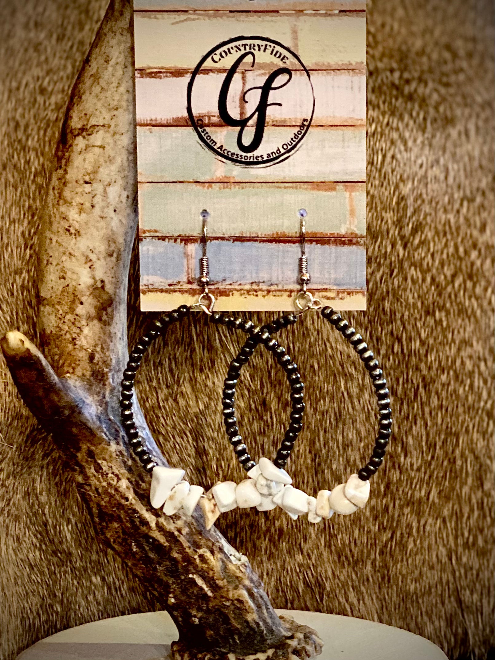 NATURAL STONE DANGLE HOOPS - CountryFide Custom Accessories and Outdoors