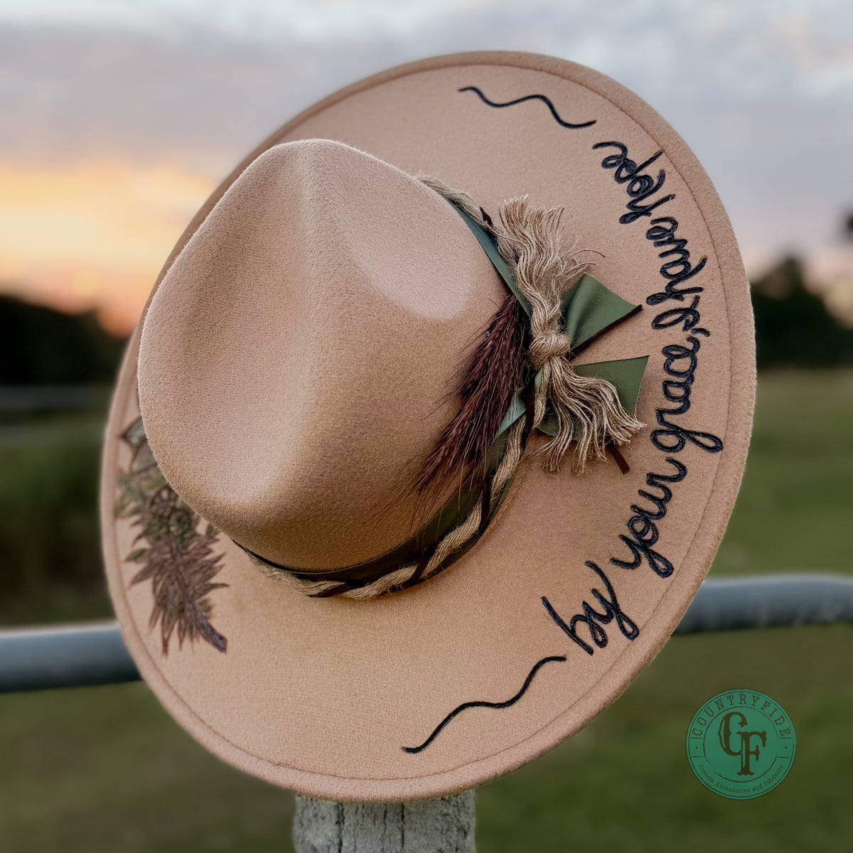 HOPEFUL GRACE HAND-BURNED FEDORA