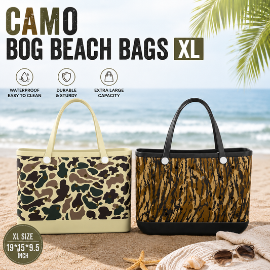 CAMO BOG BEACH BAGS