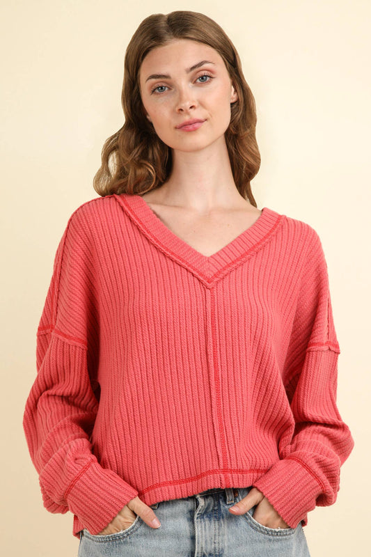 Casual Comfy Soft V-Neck Knit Top - CountryFide Custom Accessories and Outdoors