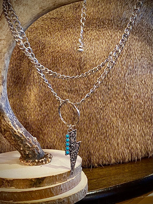 A HINT OF TURQUOISE LIGHTENING BOLT NECKALCE - CountryFide Custom Accessories and Outdoors
