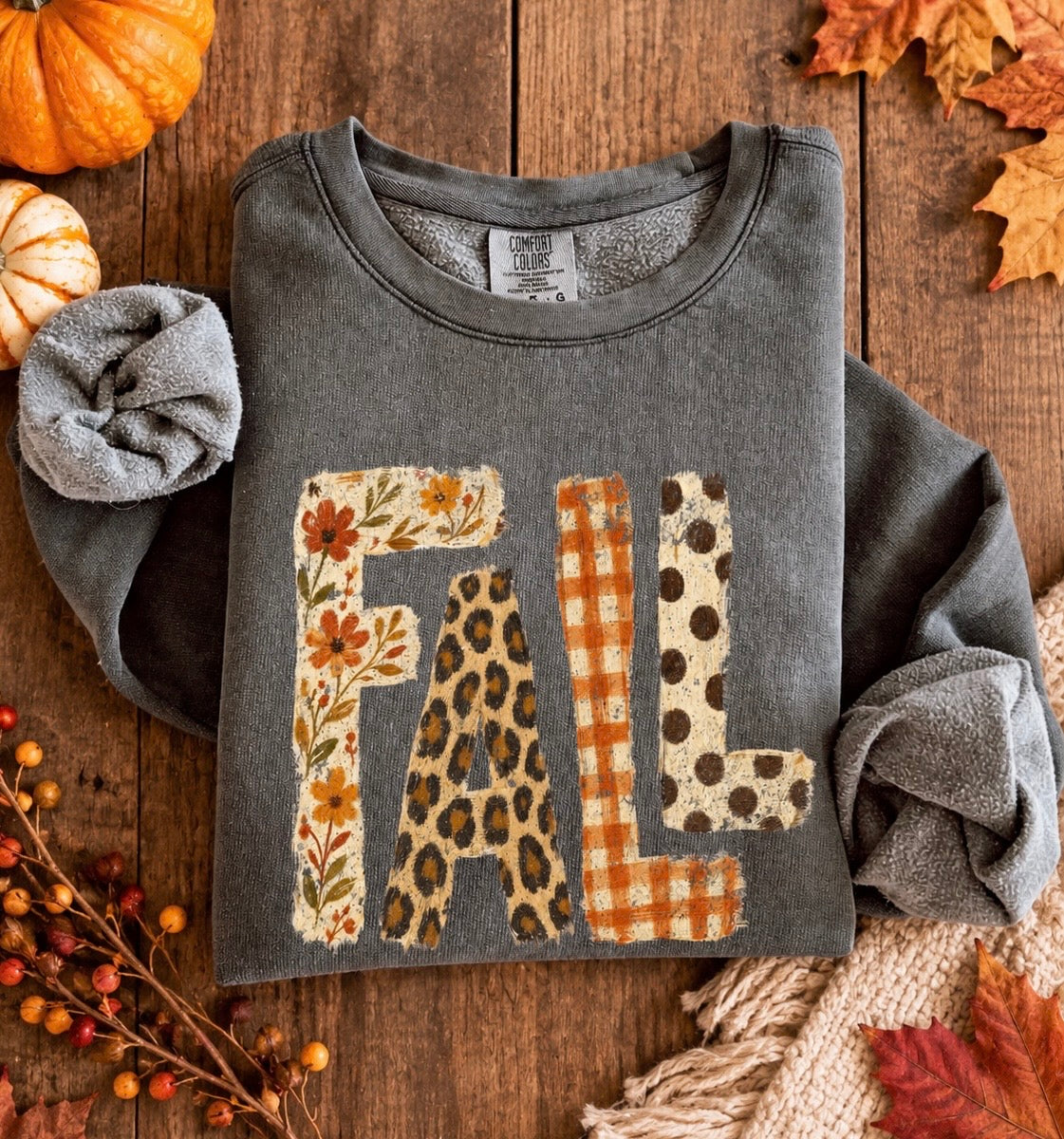 WASHED GREY FALL COMFORT COLORS SWEATSHIRT