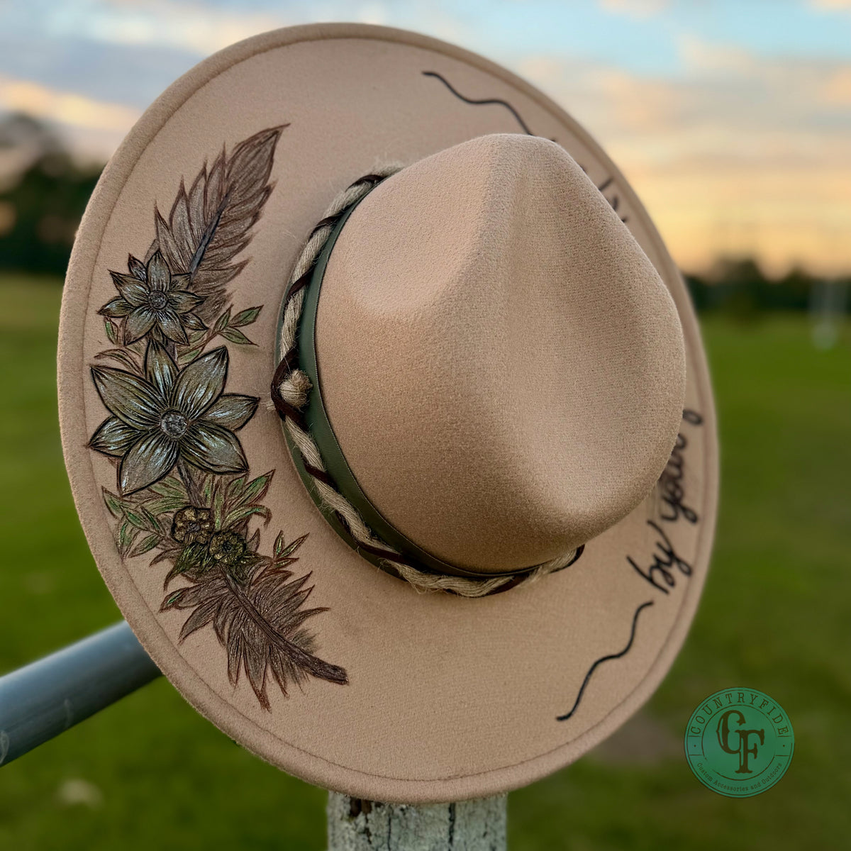HOPEFUL GRACE HAND-BURNED FEDORA