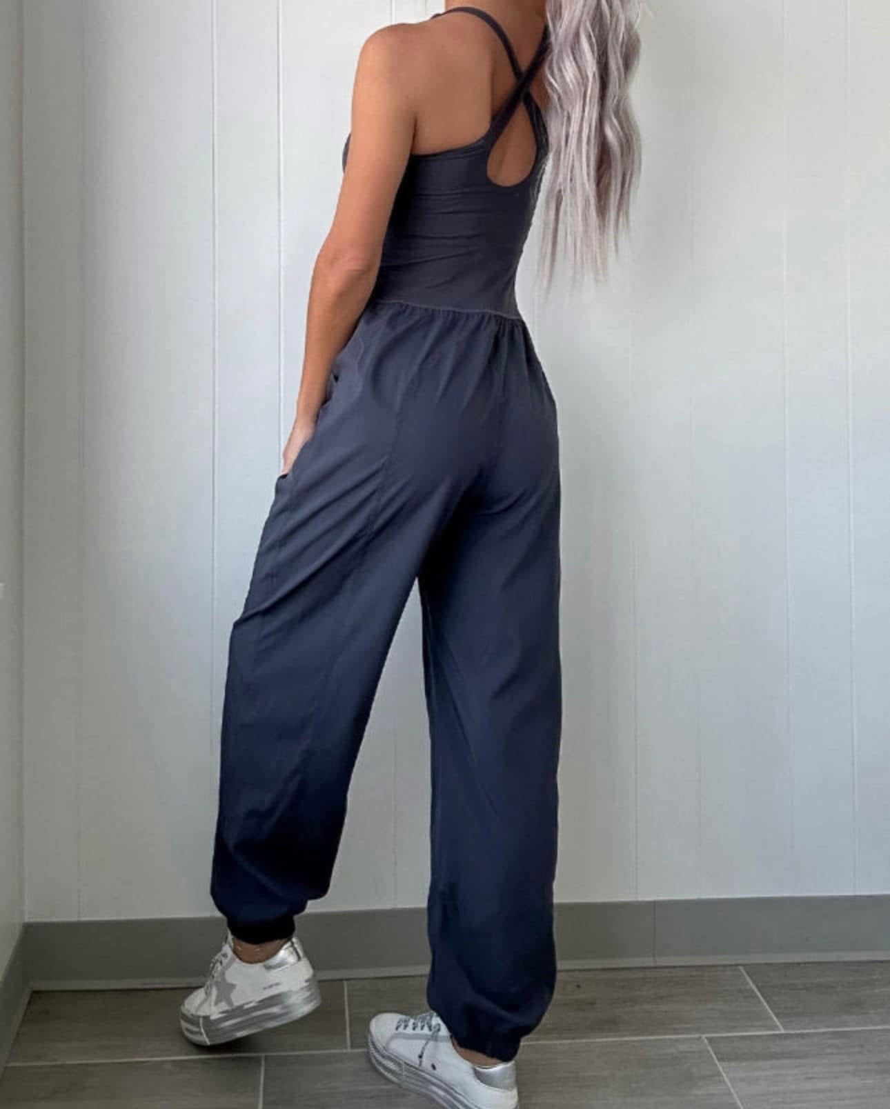 Criss Cross Straps Hollow Out Jogger Jumpsuit - **PREORDER