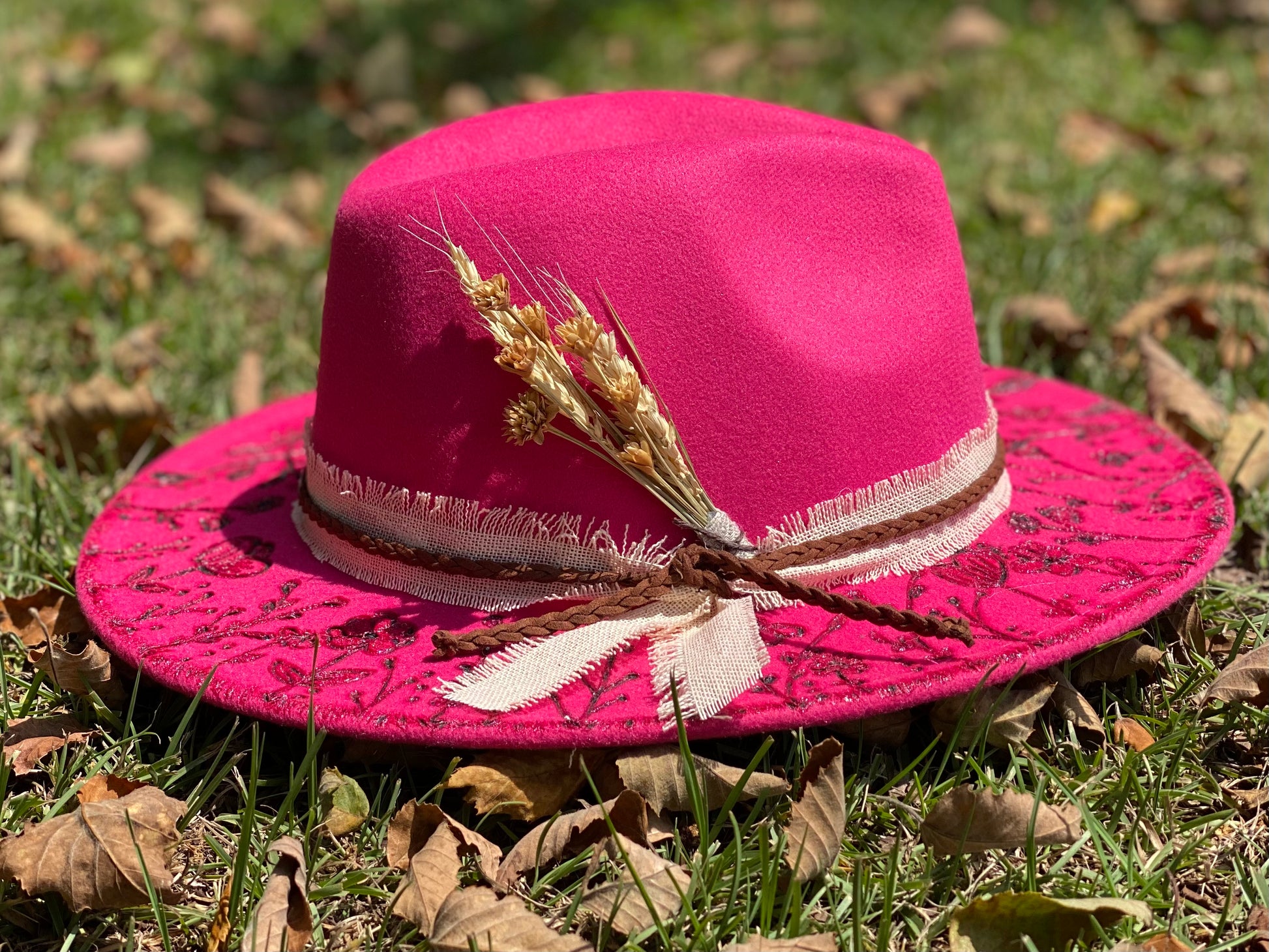 FLORAL PRETTY IN PINK FEDORA - CountryFide Custom Accessories and Outdoors